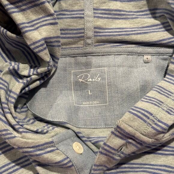 Rails Weston Hoodie Pullover Coastal Academia Nautical Seafoam Stripe Size Large - Picture 3 of 8